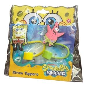 SpongeBob SquarePants Straw Toppers 2 Pack SpongeBob & Patrick BPA Free NIP